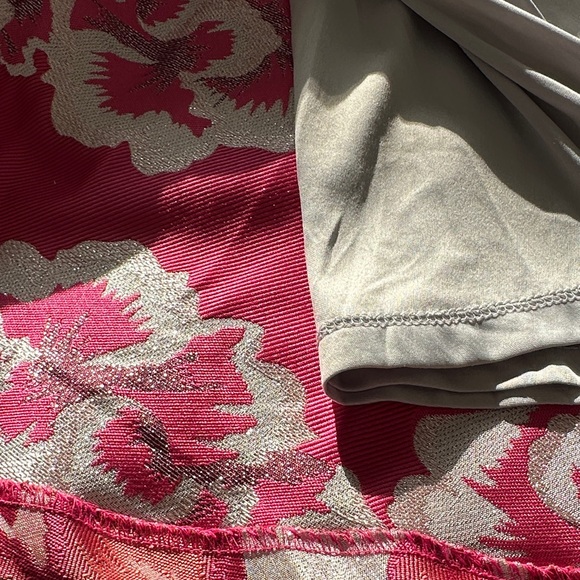 Betsy Johnson Pink Silver Floral Jacquard A-Line Wedding Guest Dress Size 2 - Picture 10 of 13